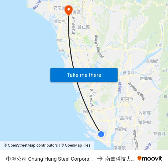 中鴻公司 Chung Hung Steel Corporation to 南臺科技大學 map