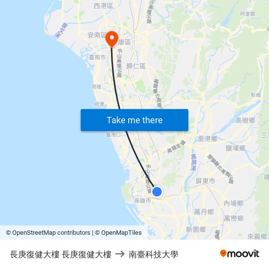 長庚復健大樓 長庚復健大樓 to 南臺科技大學 map