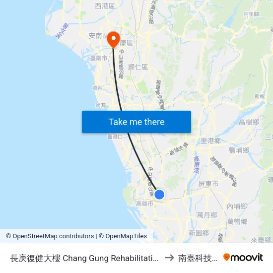 長庚復健大樓 Chang Gung Rehabilitation Building to 南臺科技大學 map