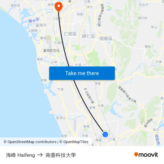 海峰 Haifeng to 南臺科技大學 map