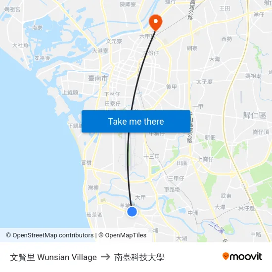 文賢里 Wunsian Village to 南臺科技大學 map