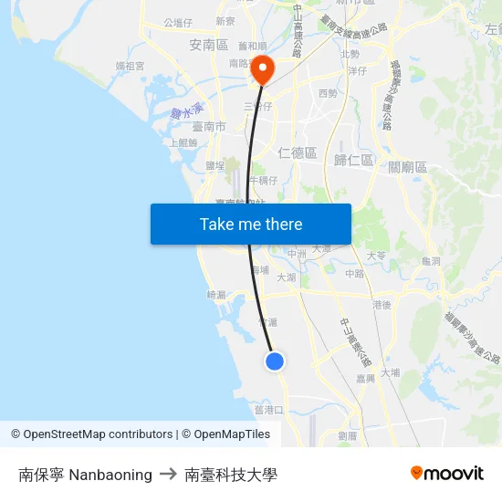 南保寧 Nanbaoning to 南臺科技大學 map