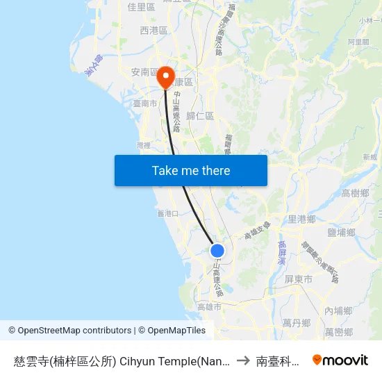 慈雲寺(楠梓區公所) Cihyun Temple(Nanzih District Office) to 南臺科技大學 map