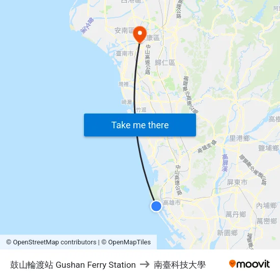 鼓山輪渡站 Gushan Ferry Station to 南臺科技大學 map
