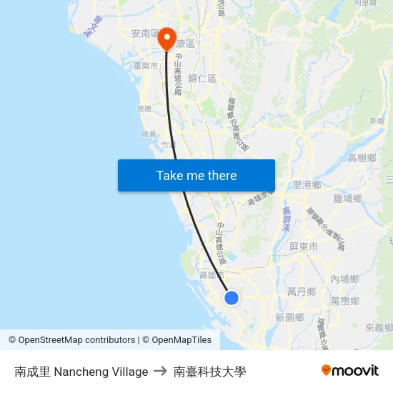 南成里 Nancheng Village to 南臺科技大學 map