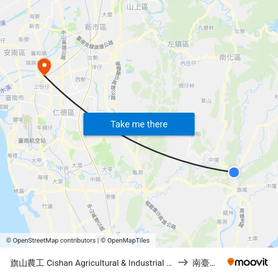 旗山農工 Cishan Agricultural & Industrial Vocational Senior High School to 南臺科技大學 map
