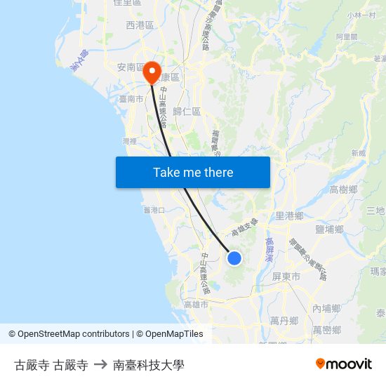 古嚴寺 古嚴寺 to 南臺科技大學 map