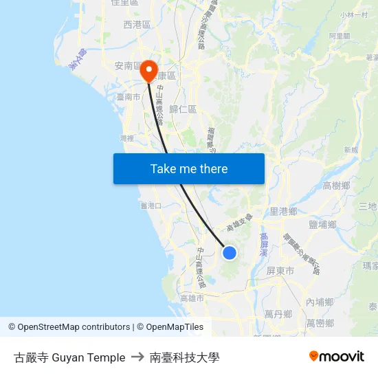 古嚴寺 Guyan Temple to 南臺科技大學 map