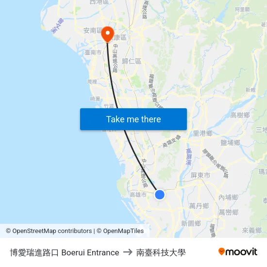 博愛瑞進路口 Boerui Entrance to 南臺科技大學 map
