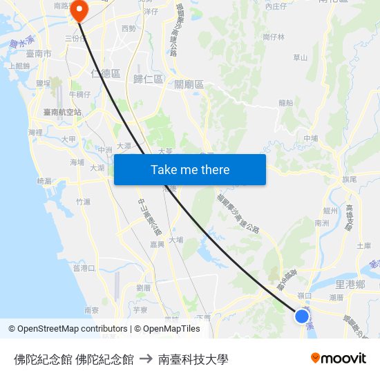 佛陀紀念館 佛陀紀念館 to 南臺科技大學 map