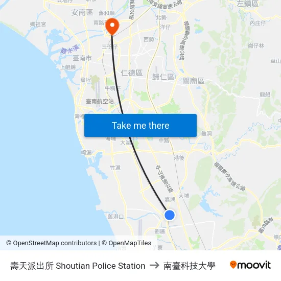 壽天派出所 Shoutian Police Station to 南臺科技大學 map