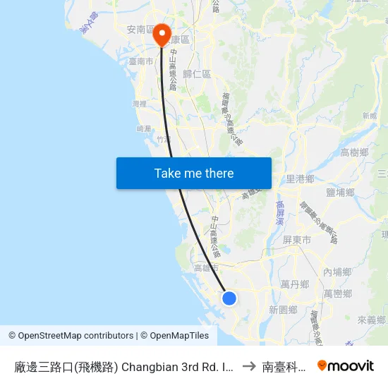 廠邊三路口(飛機路) Changbian 3rd Rd. Intersection(Feiji Rd.) to 南臺科技大學 map