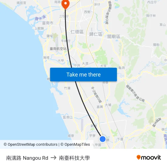 南溝路 Nangou Rd to 南臺科技大學 map
