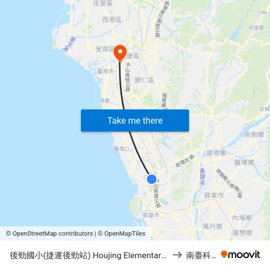 後勁國小(捷運後勁站) Houjing Elementary School(Mrt Houjin Station) to 南臺科技大學 map