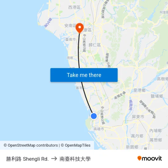 勝利路 Shengli Rd. to 南臺科技大學 map