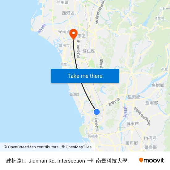 建楠路口 Jiannan Rd. Intersection to 南臺科技大學 map