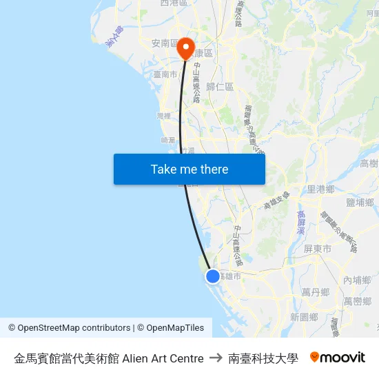 金馬賓館當代美術館 Alien Art Centre to 南臺科技大學 map
