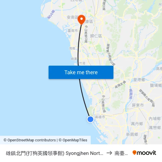 雄鎮北門(打狗英國領事館) Syongjhen North Gate(Former British Consulate at Dagou) to 南臺科技大學 map