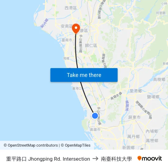 重平路口 Jhongping Rd. Intersection to 南臺科技大學 map