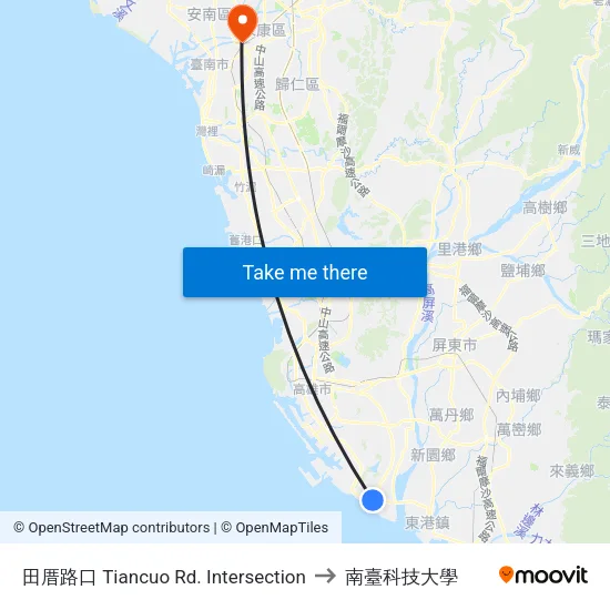 田厝路口 Tiancuo Rd. Intersection to 南臺科技大學 map
