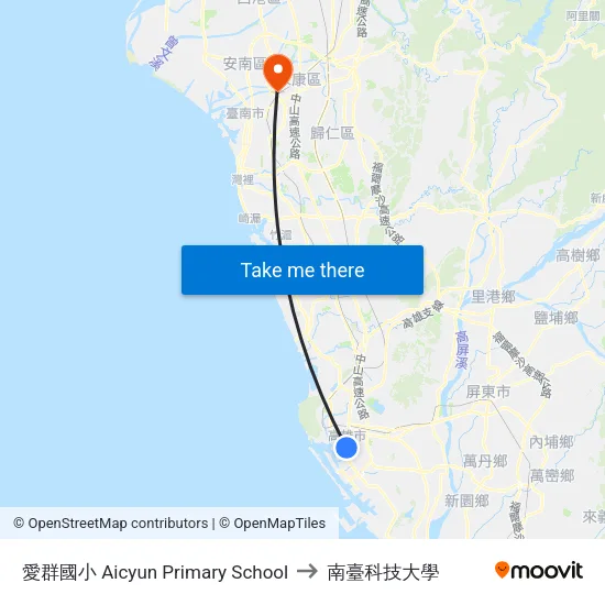 愛群國小 Aicyun Primary School to 南臺科技大學 map