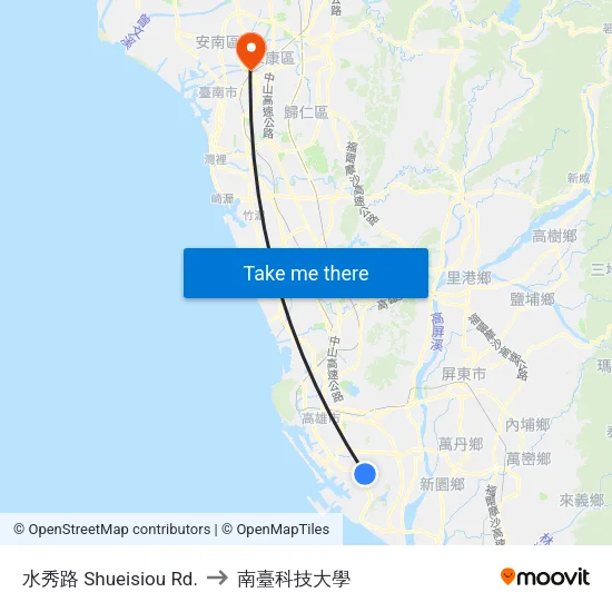 水秀路 Shueisiou Rd. to 南臺科技大學 map