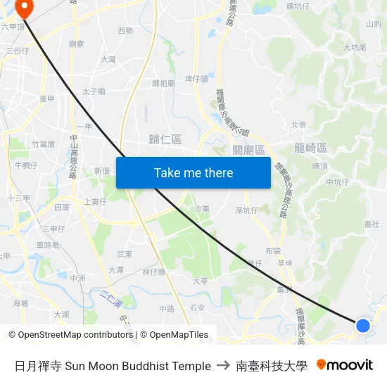 日月禪寺 Sun Moon Buddhist Temple to 南臺科技大學 map