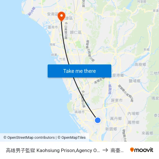 高雄男子監獄 Kaohsiung Prison,Agency Of Corrections,Ministry Of Justice to 南臺科技大學 map