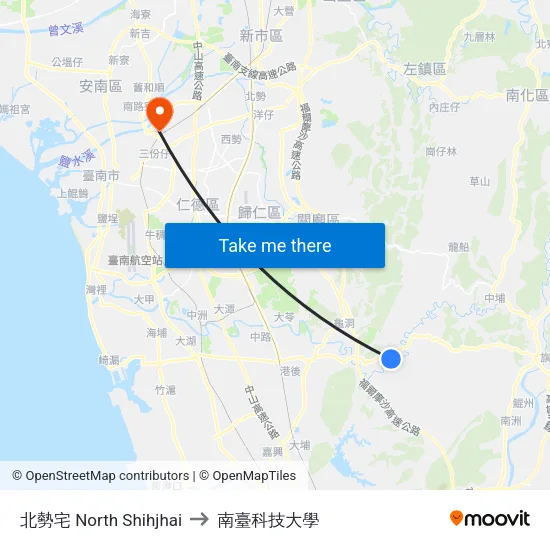 北勢宅 North Shihjhai to 南臺科技大學 map