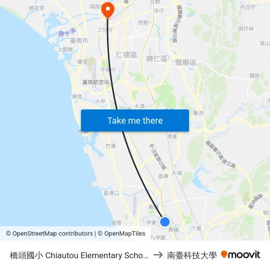 橋頭國小 Chiautou Elementary School to 南臺科技大學 map