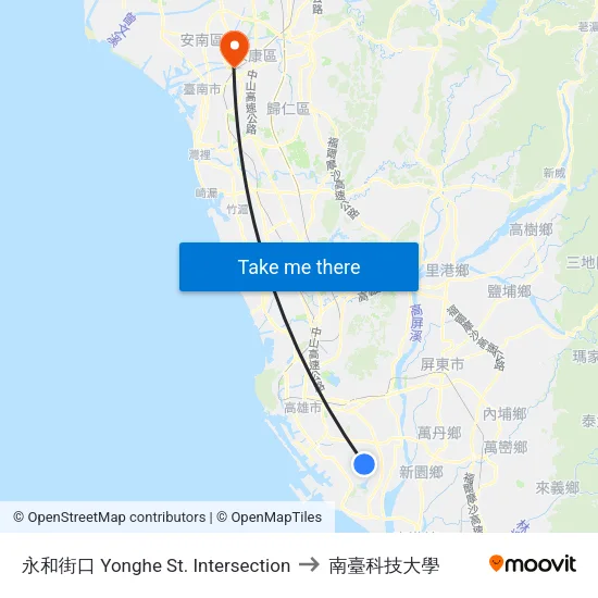 永和街口 Yonghe St. Intersection to 南臺科技大學 map