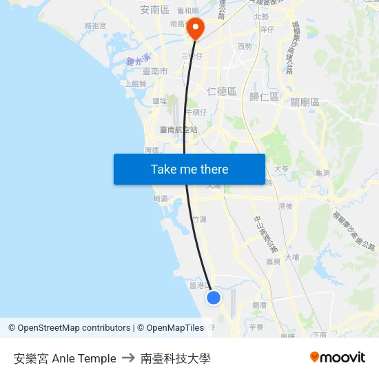 安樂宮 Anle Temple to 南臺科技大學 map