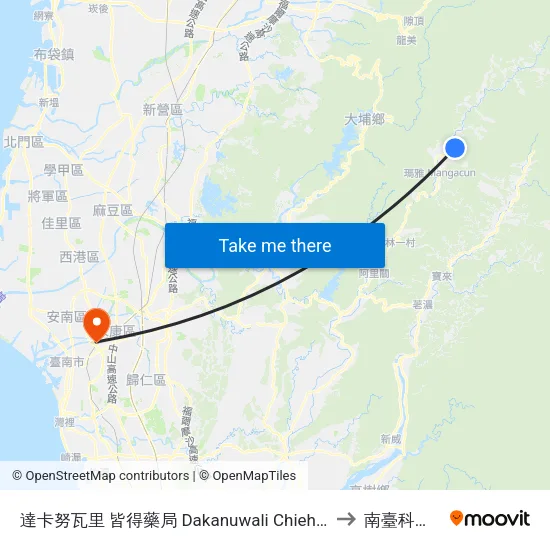 達卡努瓦里 皆得藥局 Dakanuwali Chieh Tei Pharmacy to 南臺科技大學 map
