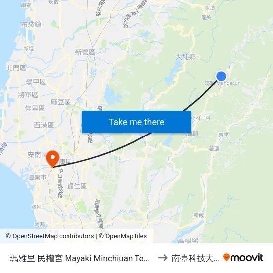 瑪雅里 民權宮 Mayaki Minchiuan Temple to 南臺科技大學 map