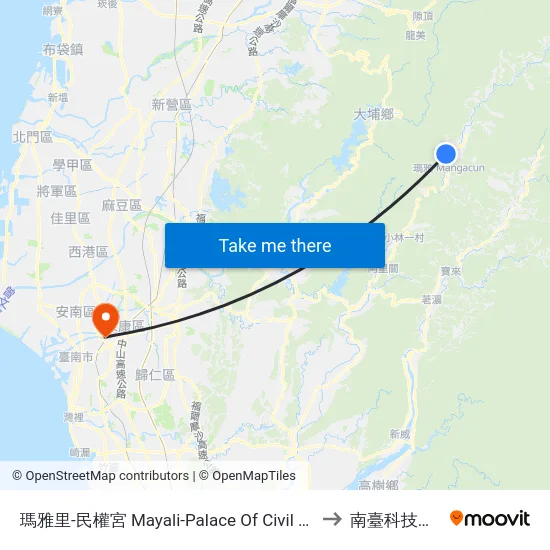 瑪雅里-民權宮 Mayali-Palace Of Civil Rights to 南臺科技大學 map
