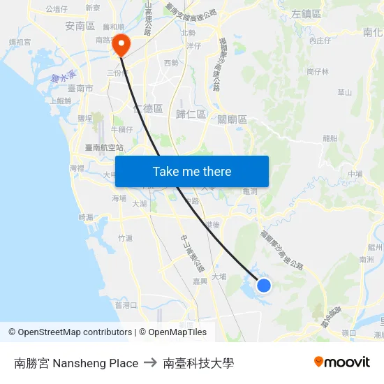 南勝宮 Nansheng Place to 南臺科技大學 map