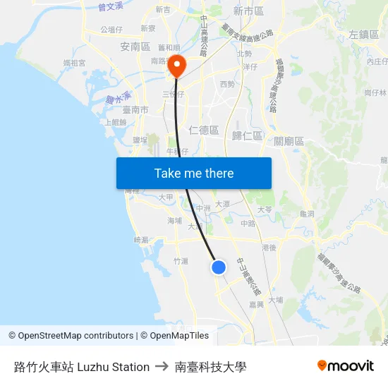 路竹火車站 Luzhu Station to 南臺科技大學 map
