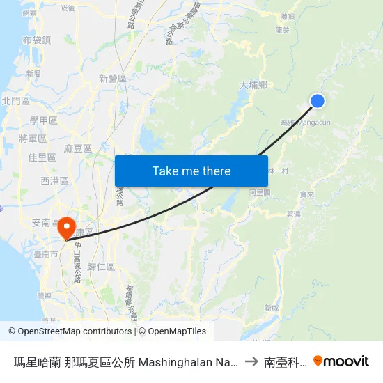 瑪星哈蘭 那瑪夏區公所 Mashinghalan Namasha District Affairs Office to 南臺科技大學 map