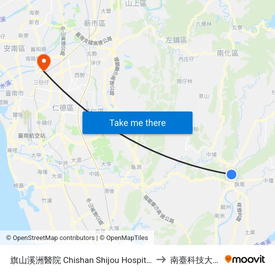 旗山溪洲醫院 Chishan Shijou Hospital to 南臺科技大學 map