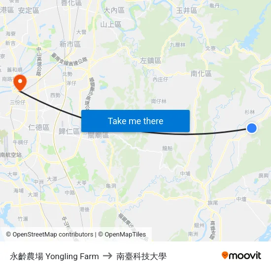 永齡農場 Yongling Farm to 南臺科技大學 map