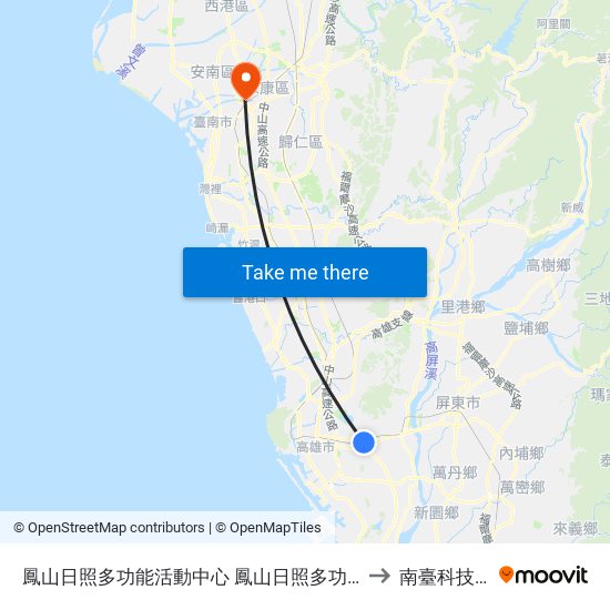 鳳山日照多功能活動中心 鳳山日照多功能活動中心 to 南臺科技大學 map