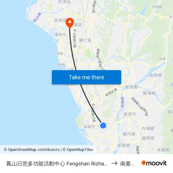 鳳山日照多功能活動中心 Fengshan Rizhao Multifunctional Activity Center to 南臺科技大學 map