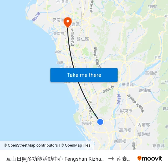 鳳山日照多功能活動中心 Fengshan Rizhao Multifunctional Activity Center to 南臺科技大學 map