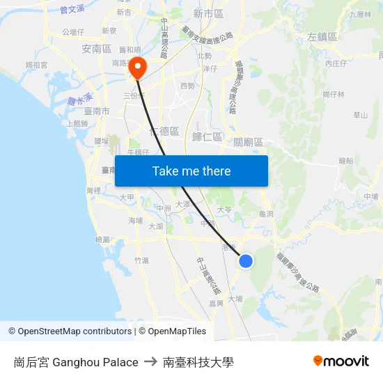 崗后宮 Ganghou Palace to 南臺科技大學 map