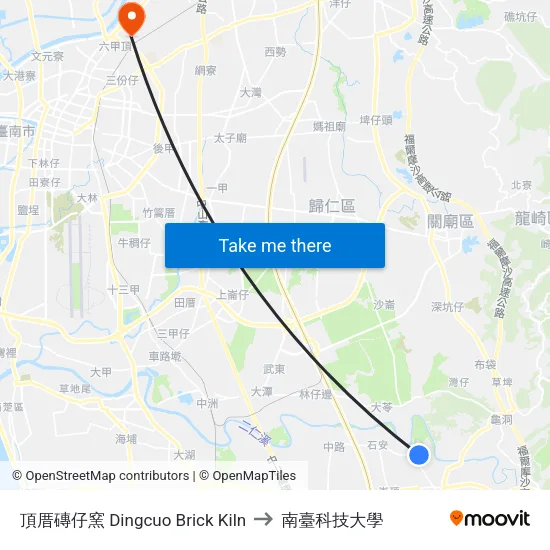 頂厝磚仔窯 Dingcuo Brick Kiln to 南臺科技大學 map