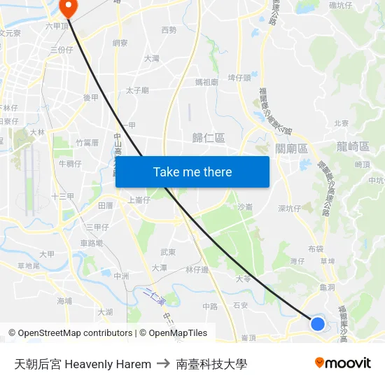 天朝后宮 Heavenly Harem to 南臺科技大學 map