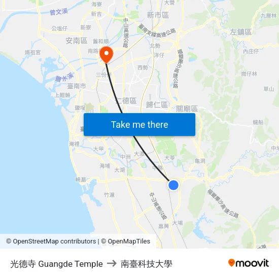 光德寺 Guangde Temple to 南臺科技大學 map