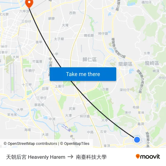 天朝后宮 Heavenly Harem to 南臺科技大學 map