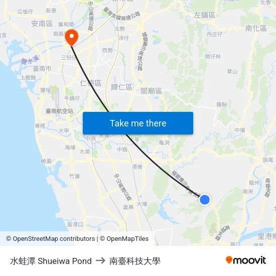 水蛙潭 Shueiwa Pond to 南臺科技大學 map