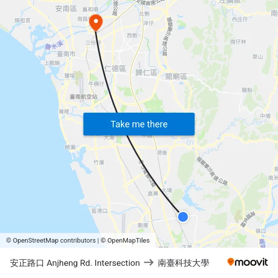 安正路口 Anjheng Rd. Intersection to 南臺科技大學 map